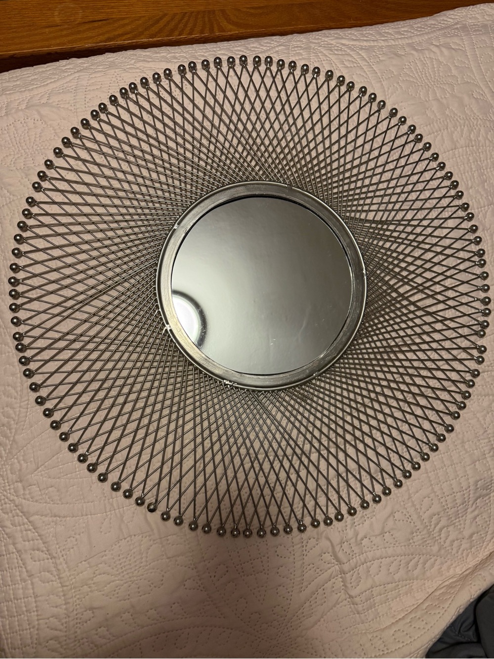 Metal Sunburst Wall Mirror in Gunmetal Gray - Picture 2 of 8